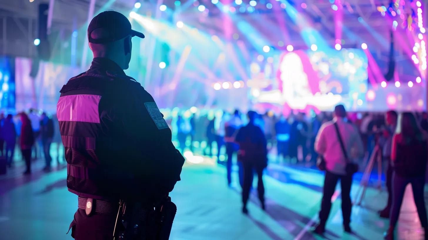 Licensed event security guards overseeing access control at a private corporate event