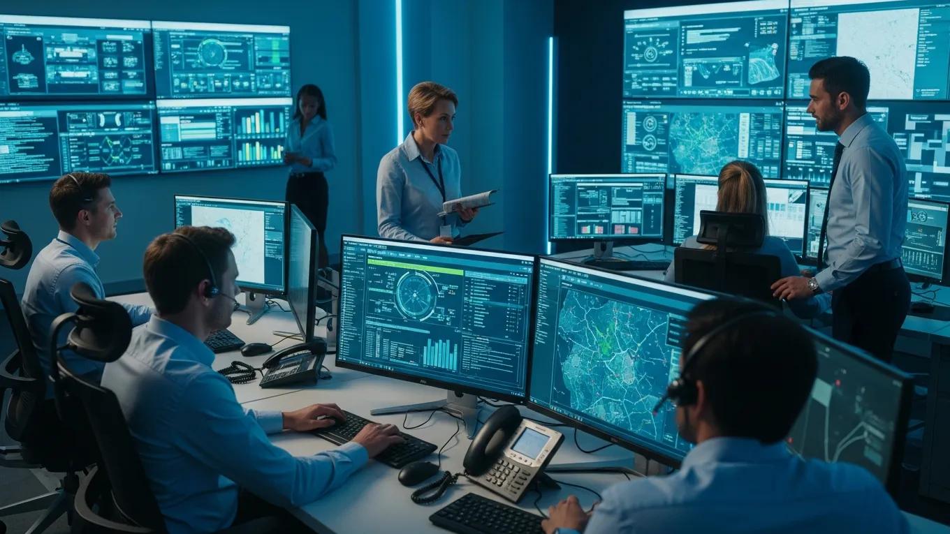 High-tech control room for emergency response planning