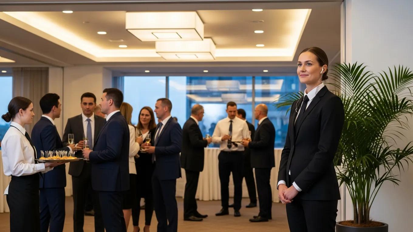 Unarmed security personnel ensuring safety at a corporate gathering