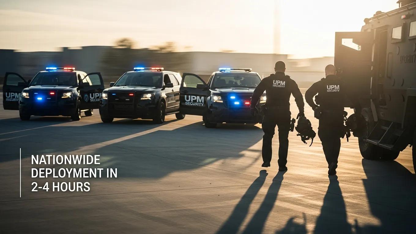UPM Security team mobilizing for rapid emergency deployment during a crisis