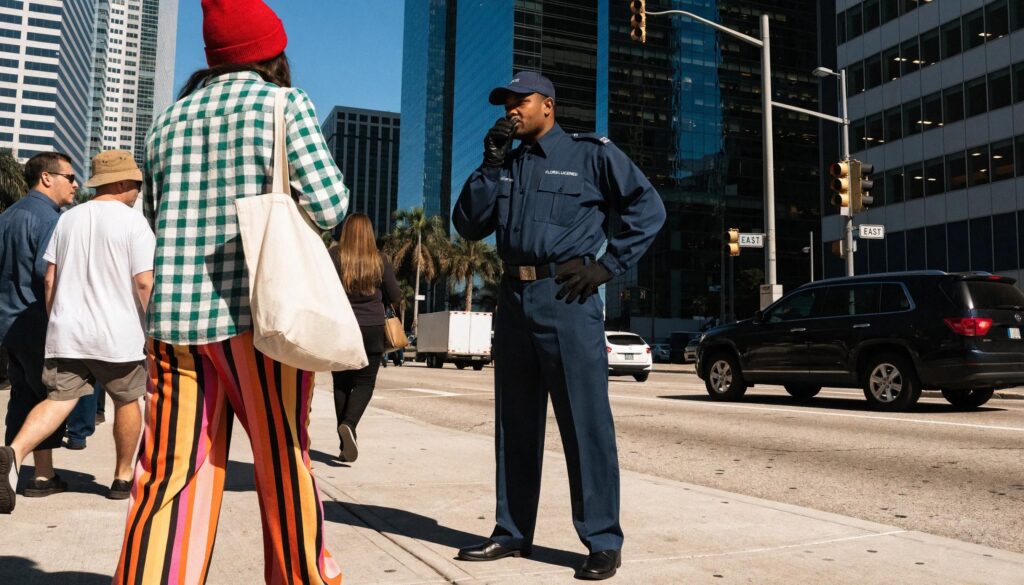 Miami security guard in uniform with Florida D & G licensing credentials