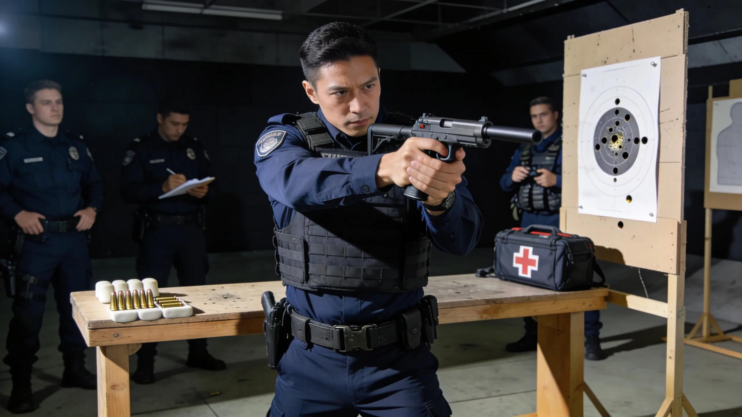 Armed security personnel training in firearm handling and situational awareness