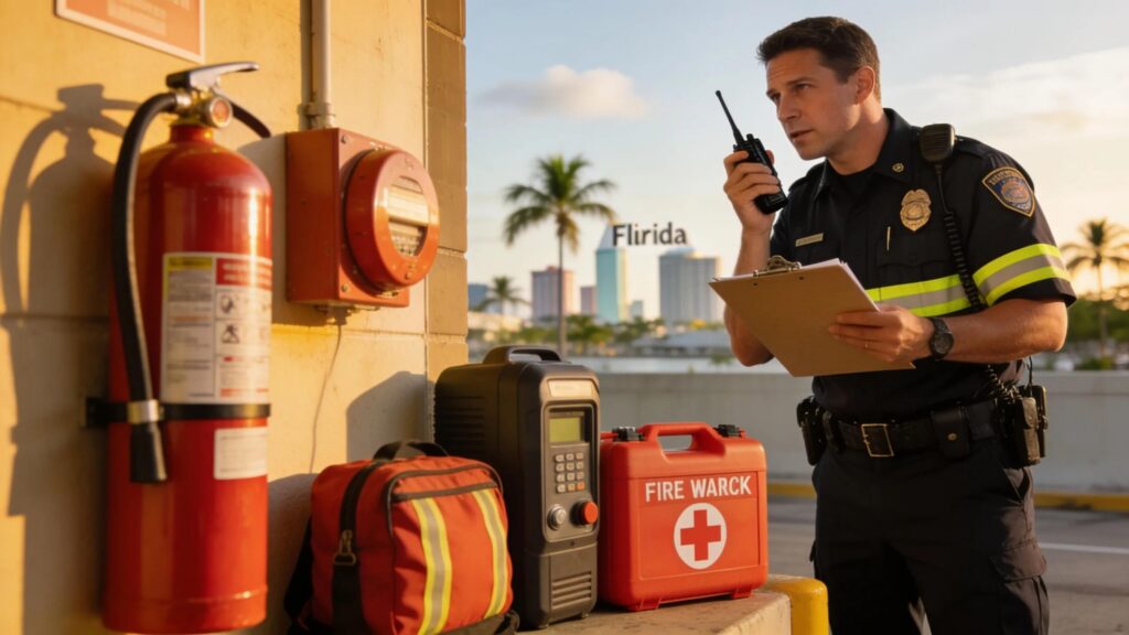 Fire watch officer monitoring safety in Florida, emphasizing rapid response and compliance with regulations