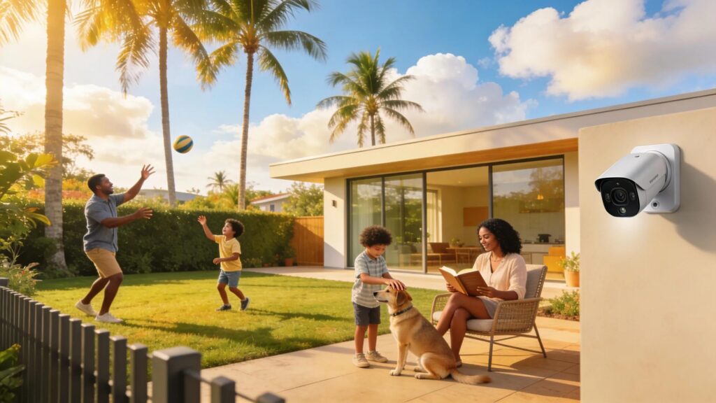 Family enjoying safety in a South Florida neighborhood