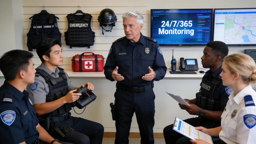 Diverse security team emphasizing veteran leadership and emergency readiness