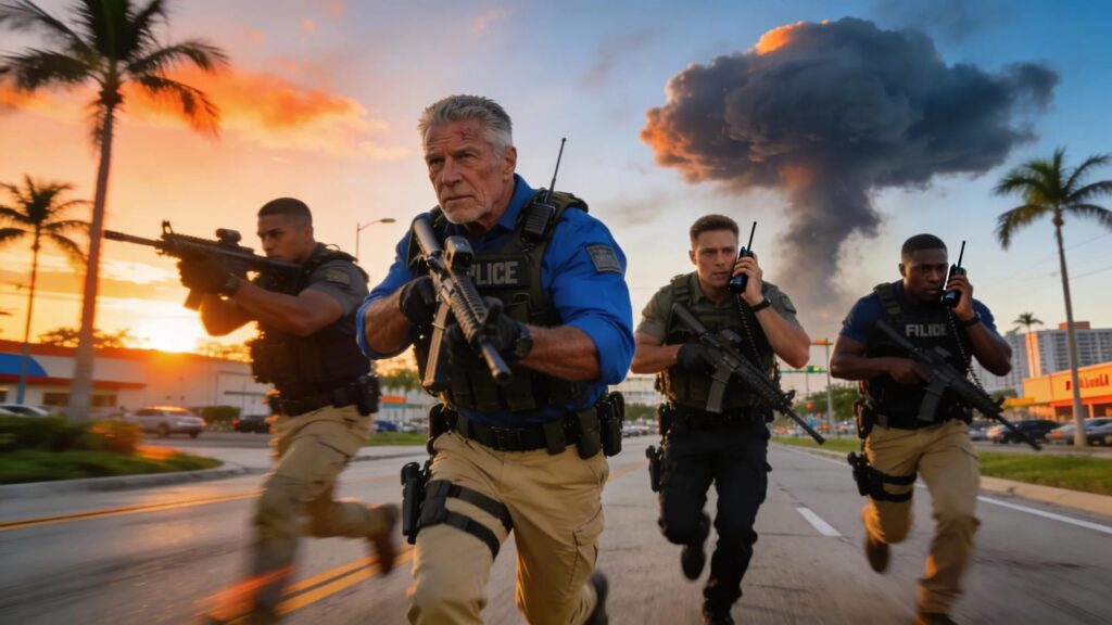 Multi-ethnic team of armed security professionals in Florida, emphasizing rapid deployment and expert capability